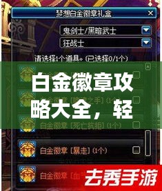 白金徽章攻略大全，轻松获取荣耀与成就，你值得拥有！